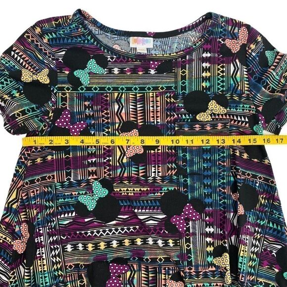 LuLaRoe Carly T-Shirt Dress Disney Minnie Mouse Geometric, Size XXS Teal Purple - Picture 6 of 7